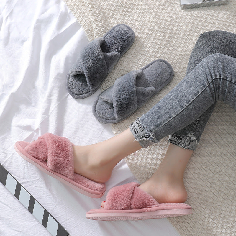 Wholesale Cross Plush Slippers